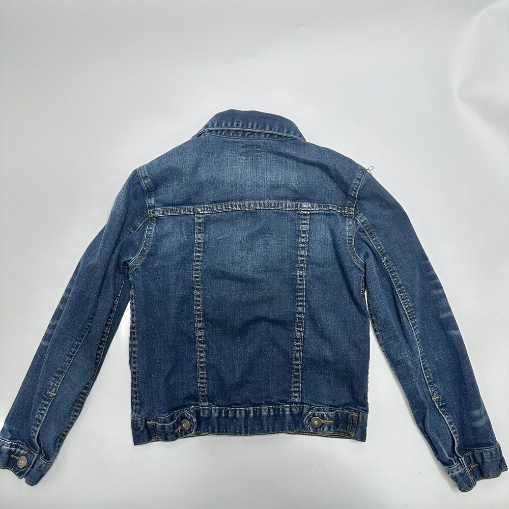Hudson Girls Jean Jacket Blue Distressed Medium Wash Stretch Collared Pockets M - Picture 2 of 10